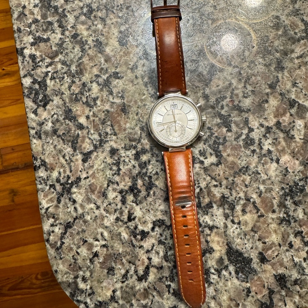 Michael Kors Women's Sawyer Chronograph Leather Watch, MK2527